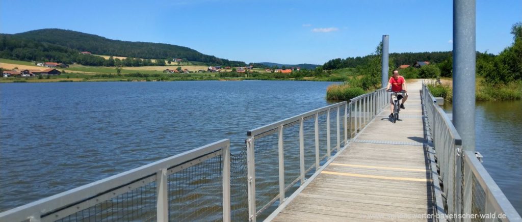 Radfahren am Drachensee Rundweg Furth im Wald Radweg Brücke am Drachensee Furth im Wald