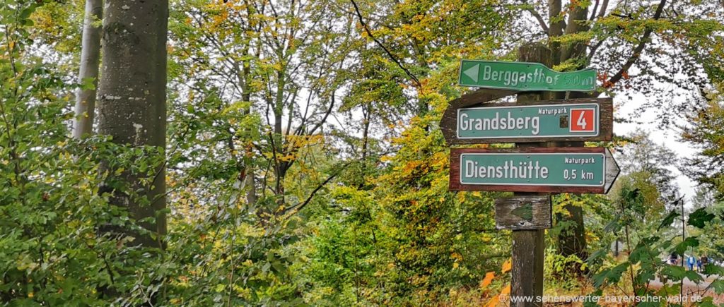 Ausgangspunkt Wanderparkplatz Grandsberg Rundwanderweg zum Hirschenstein Gipfel