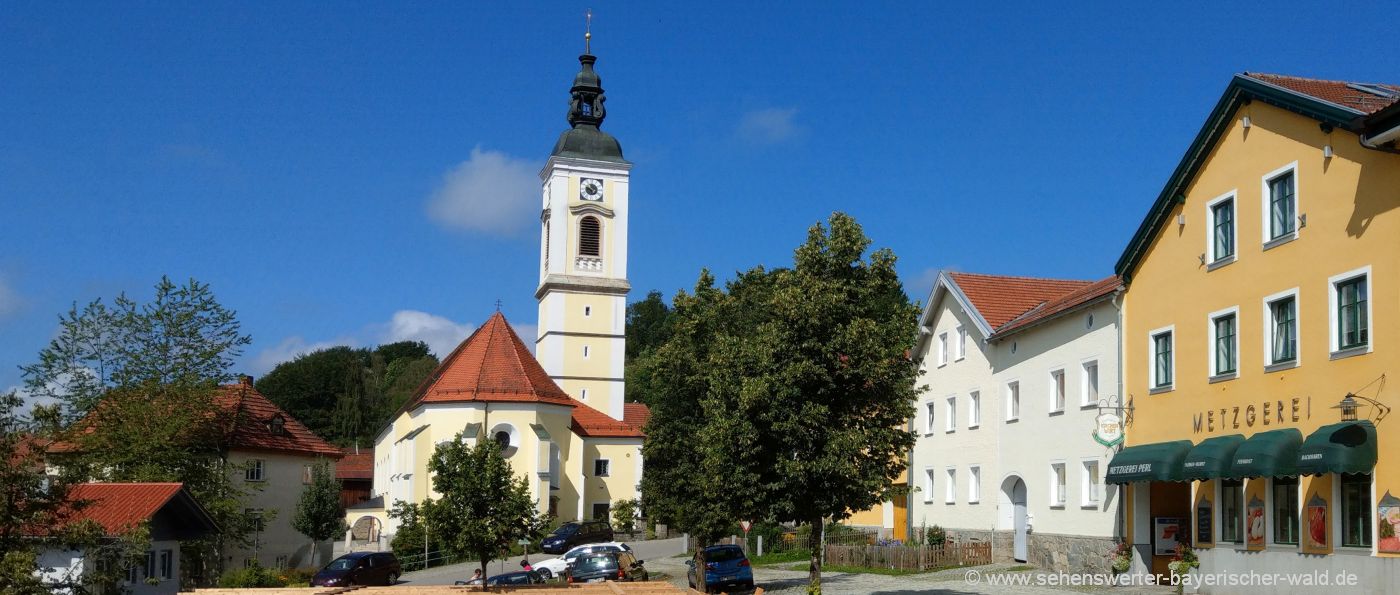 Sehenswürdigkeiten in Kirchdorf im Wald - die Pfarrkirche im Zentrum vom Ferienort kirchdorf-im-wald-ausflugsziele-sehenswuerdigkeiten-pfarrkirche