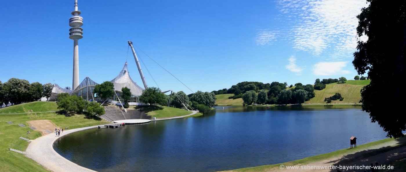 Sehenswürdigkeiten in München Ausflugsziele Olympiapark Olympiaturm Wahrzeichen