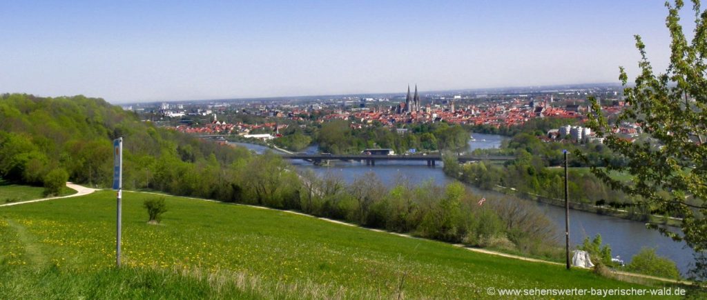 Rundwanderweg Winzerer Höhen Adlersberg Blick zur Donau und Stadt Regensburg