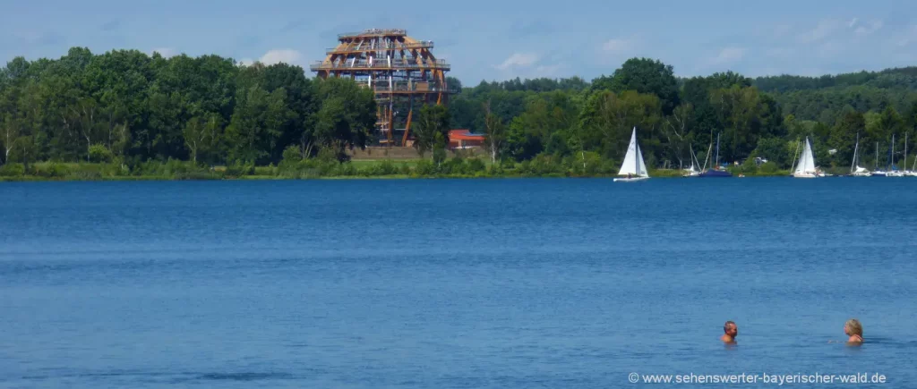 Wandern am Steinberger See Rundweg mit Holzkugel