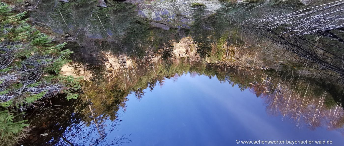 Wandern am Zachenberger Steinbruchweg Wagnersteinbruch mit Steinbruchsee